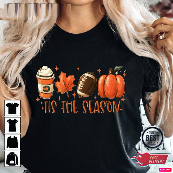 RiffRiss Other - Tis The Season Shirt, Cute Pumpkin Shirt, Halloween Graphics Unisex Shirt